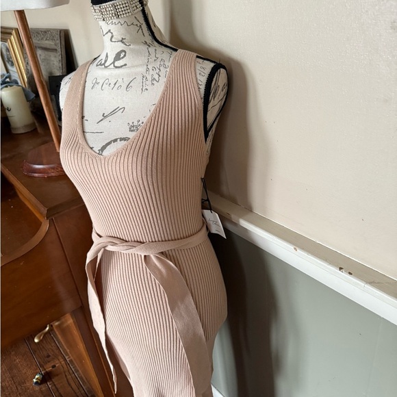 Forever 21 Tan Ribbed Sleeveless Bodycon Midi Dress - Picture 5 of 9